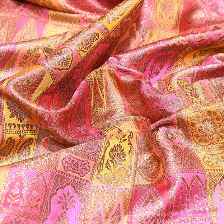 Multi Rangoli Brocade Fabric – Premium Zari Woven Designer Brocade Fabric 001006-A8
