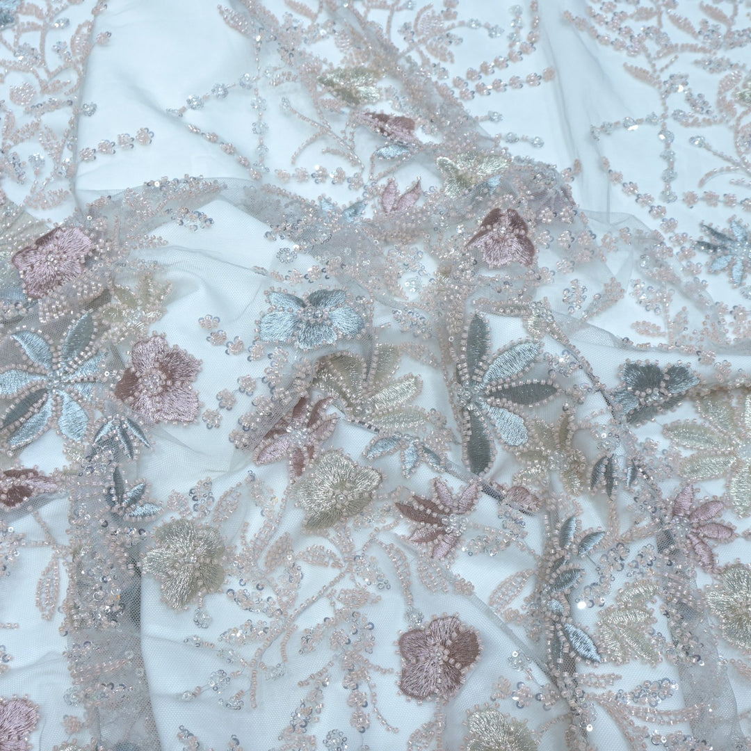 Beautiful Imported Net Cut Dana & Sequins Embroidery Fabric