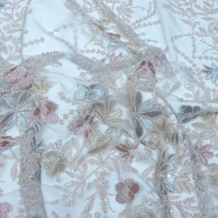Beautiful Imported Net Cut Dana & Sequins Embroidery Fabric