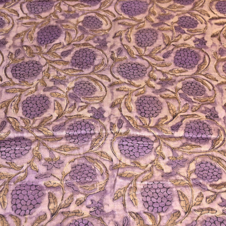 Mushrum Satin Vanaspati Print Fabric– Soft Luxury Designer Printed Fabric KK1217-1F