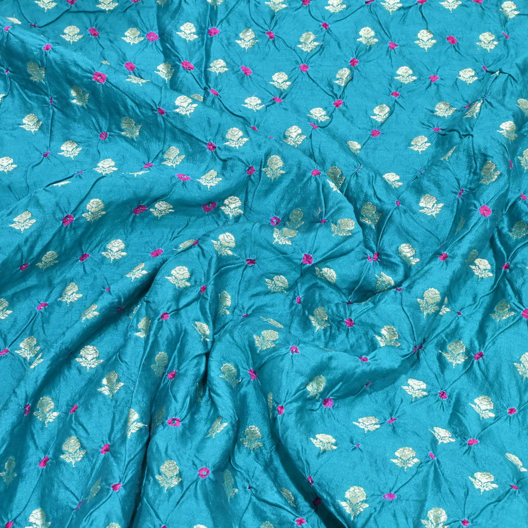 Pure Chiniya Silk Zari And Hand Bandhani Fabrics