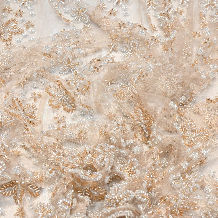 Premium Imported Heavy Beaded Floral Embroidery Net Fabric - 608939-01