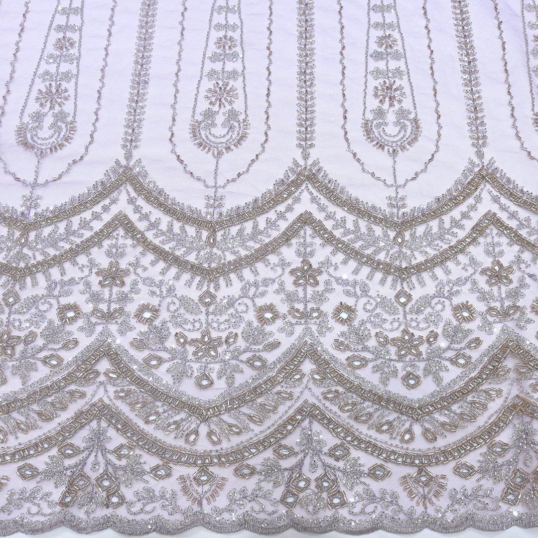 Imported Net Cutdana & Sequins Embroidery Fabric with Heavy Border