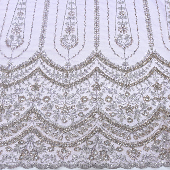 Imported Net Cutdana & Sequins Embroidery Fabric with Heavy Border