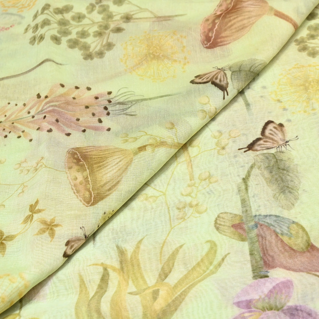 Mul Chanderi Digital Print Fabric - Soft Lightweight Designer Fabric GT0185-1i