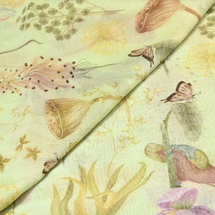 Mul Chanderi Digital Print Fabric - Soft Lightweight Designer Fabric GT0185-1i