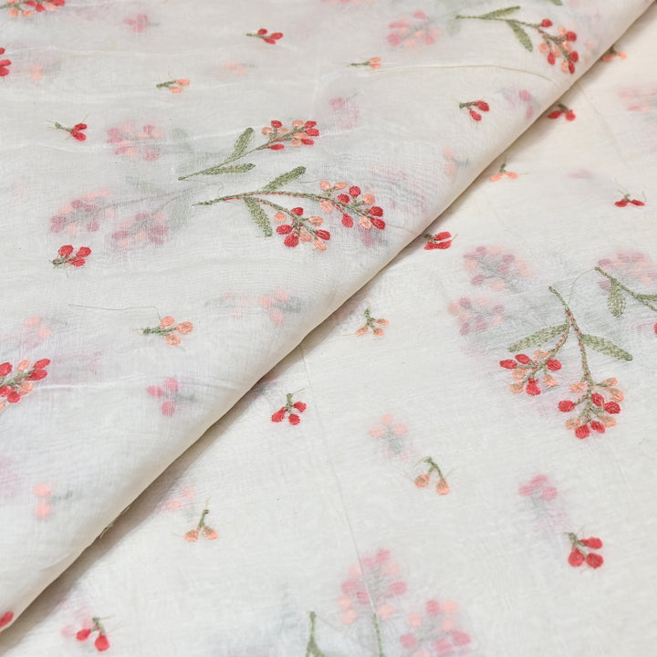 Dyeable Mul Chanderi Thread Embroidery Fabric – Soft Summer Designer Fabric-MF8212-5