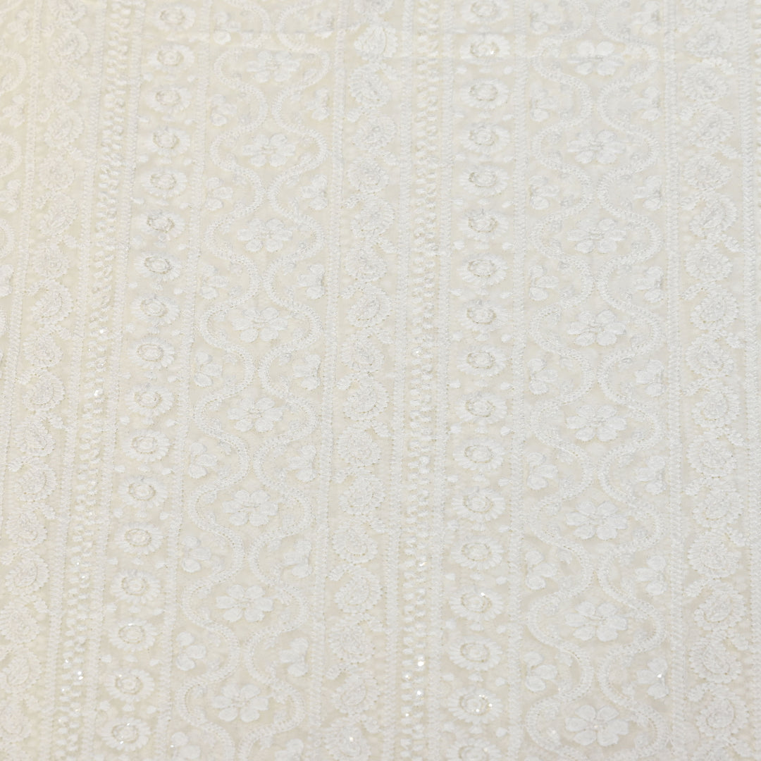 Georgette Thread & Sequins Embroidery Fabric – Elegant Designer Fabric - UT0345-1