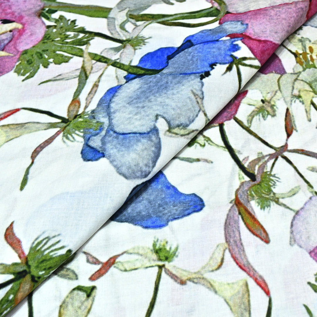 Designer Floral Cotton Digital Print Fabric-Soft Breathable Designer Cotton Fabric SNT165-11