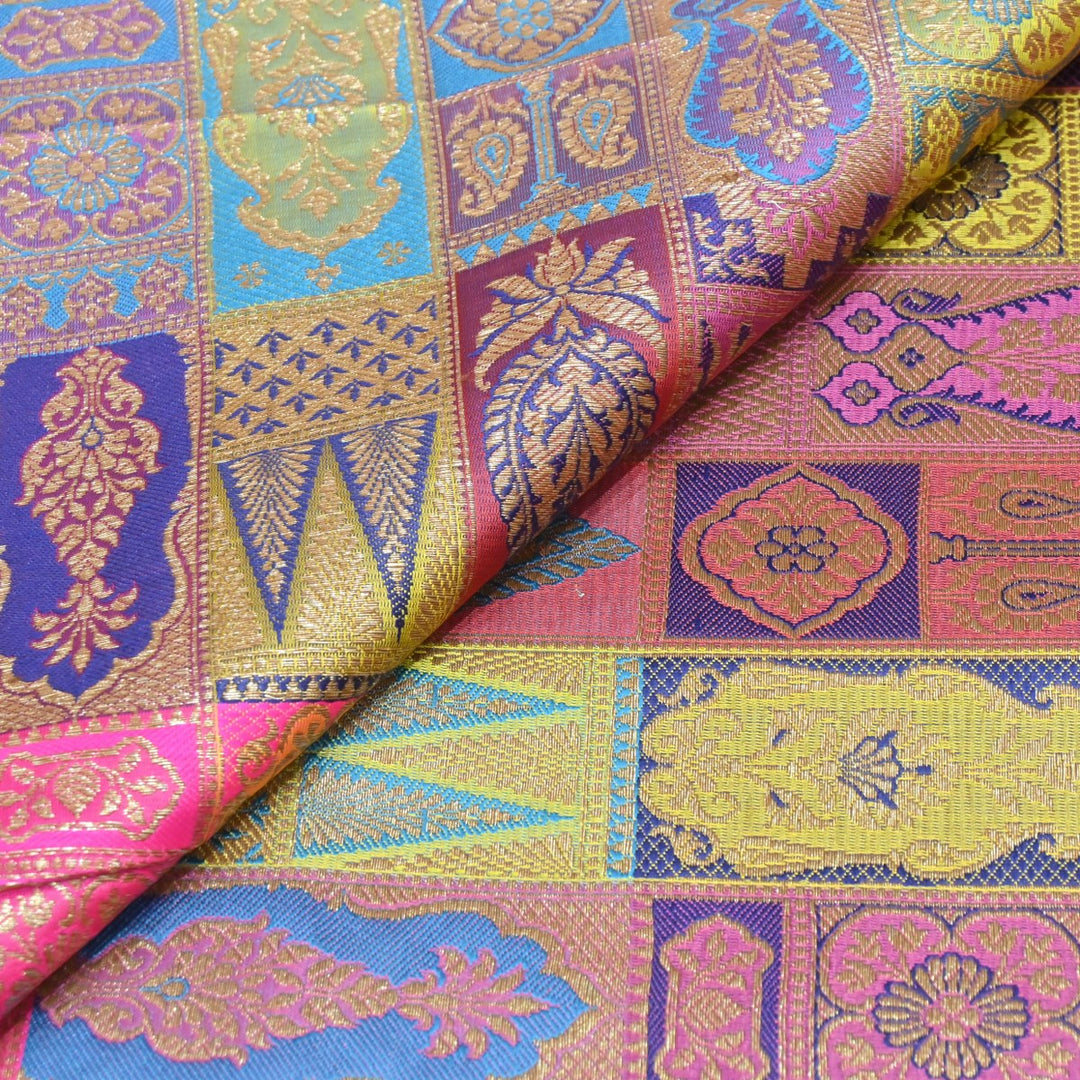 Multi Colour Rangoli Brocade Fabrics