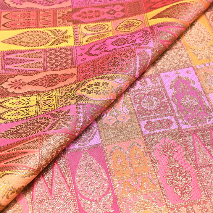 Multi Rangoli Brocade Fabric – Premium Zari Woven Designer Brocade Fabric 001006-A8