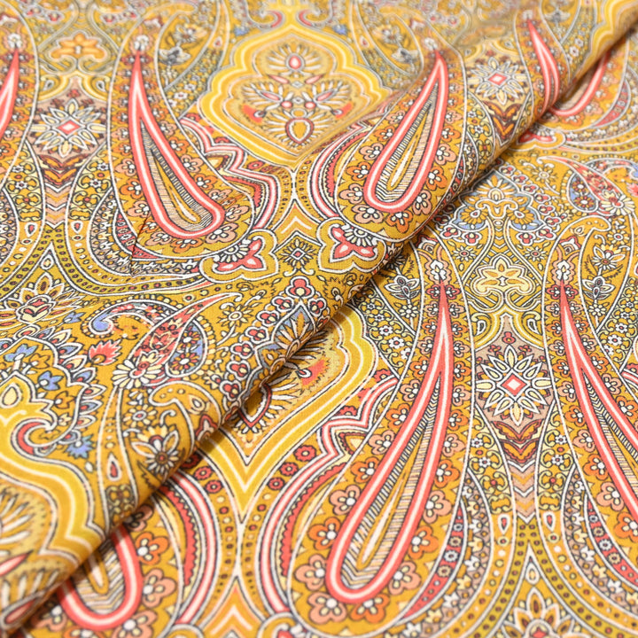Vintage Yellow Omura Cotton Paisley Print