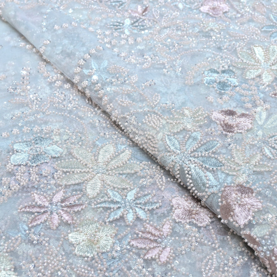 Beautiful Imported Net Cut Dana & Sequins Embroidery Fabric