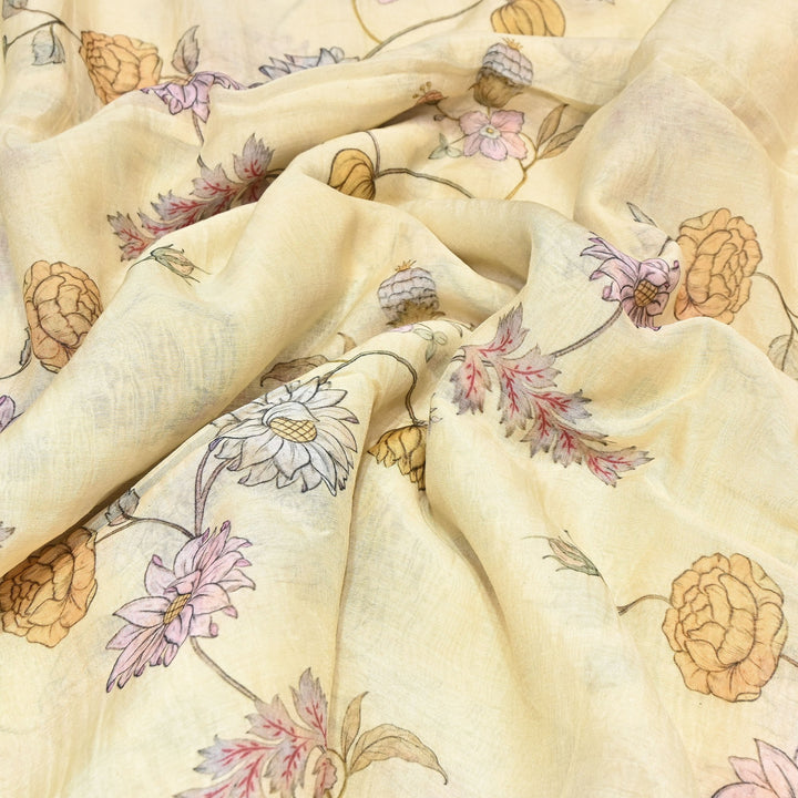 Premium Mul Chanderi Digital Print Fabric – Lightweight Chanderi Fabrics GT0185-3