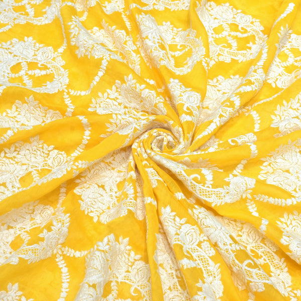 Beautiful Cotton Chanderi Thread Embroidery Fabrics