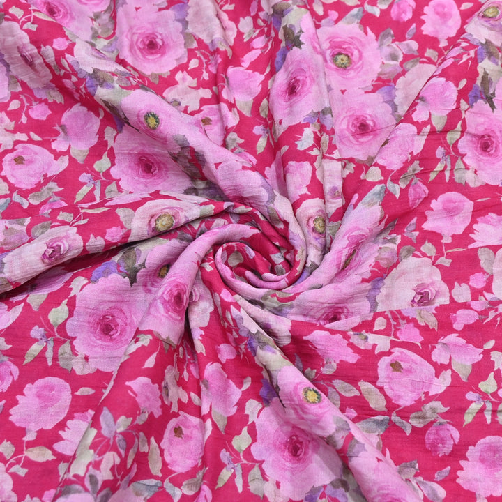 Elegant Crush Chanderi Digital Print Fabrics-UF0208-6