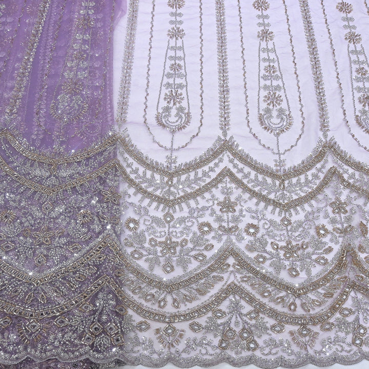Imported Net Cutdana & Sequins Embroidery Fabric with Heavy Border