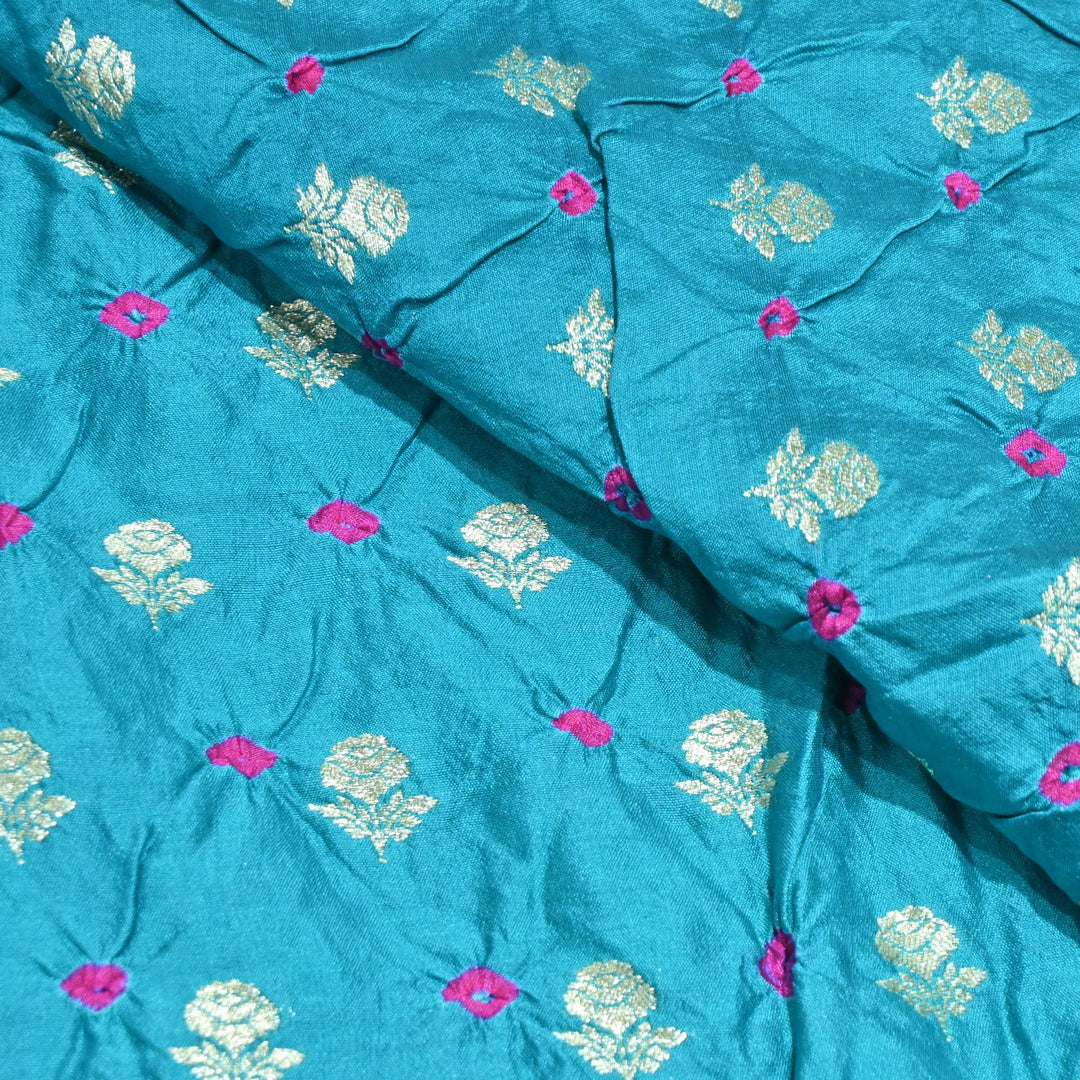 Pure Chiniya Silk Zari And Hand Bandhani Fabrics