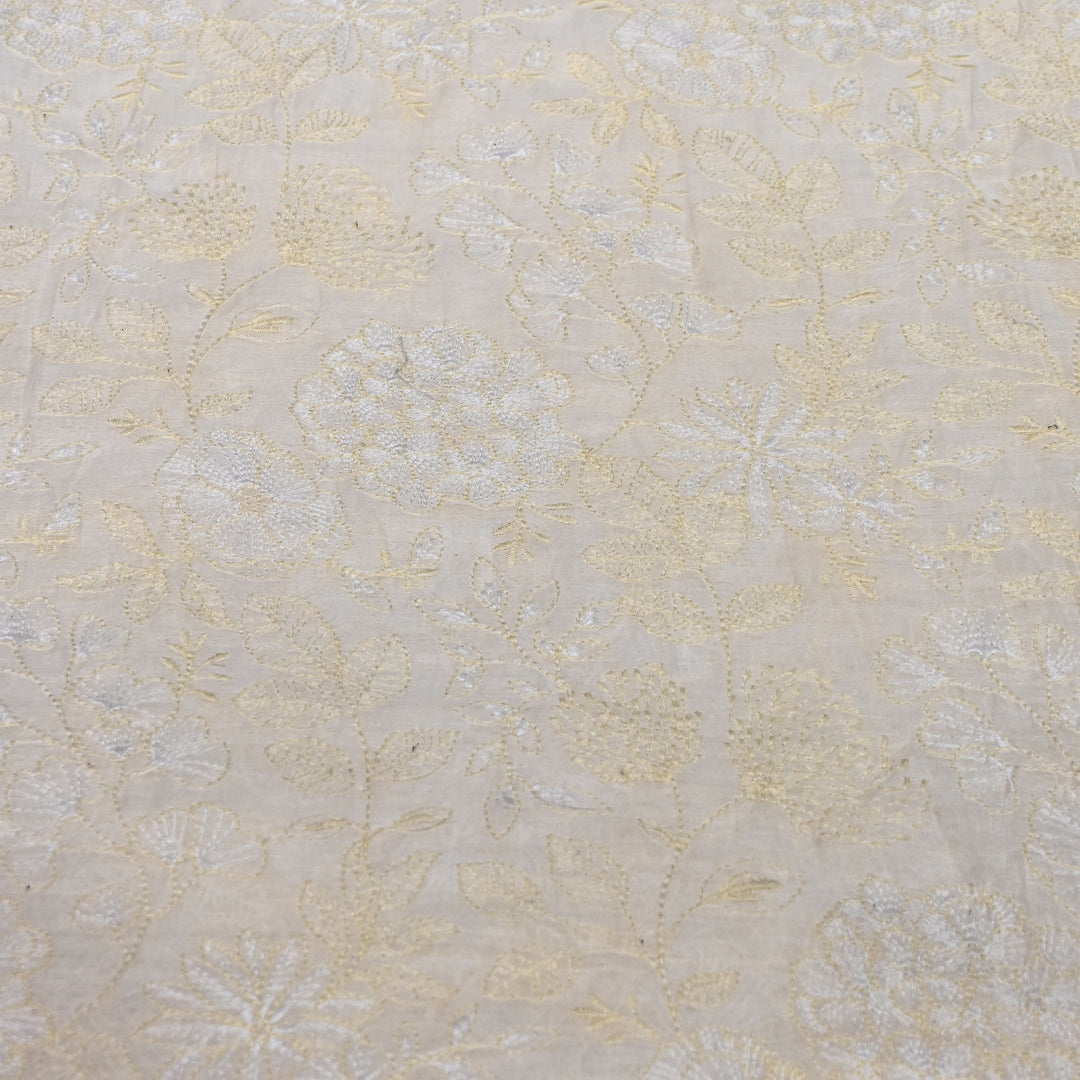 Dyeable Mul Chanderi Thread Embroidery Fabric 44" – Lightweight Designer Summer Fabric SCOR83A