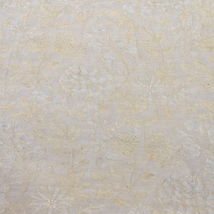 Dyeable Mul Chanderi Thread Embroidery Fabric 44" – Lightweight Designer Summer Fabric SCOR83A