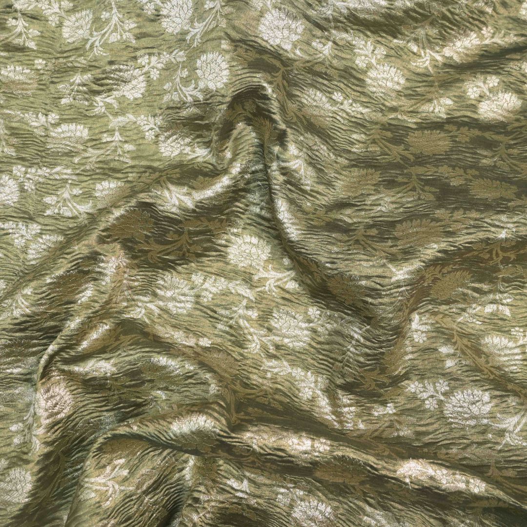 Sage Green Pure Crush Tissue Zari Jaal | T-16-203