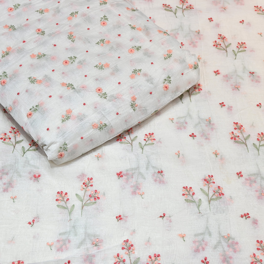 Dyeable Mul Chanderi Thread Embroidery Fabric – Soft Summer Designer Fabric-MF8212-5