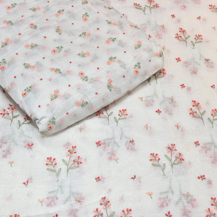 Dyeable Mul Chanderi Thread Embroidery Fabric – Soft Summer Designer Fabric-MF8212-5