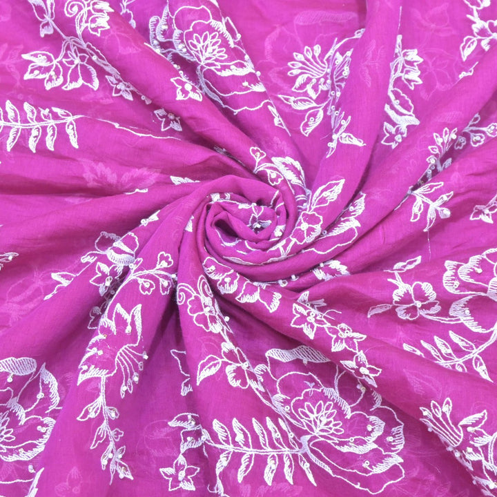 Dyed Mul Chanderi Sequins Embroidery Fabrics