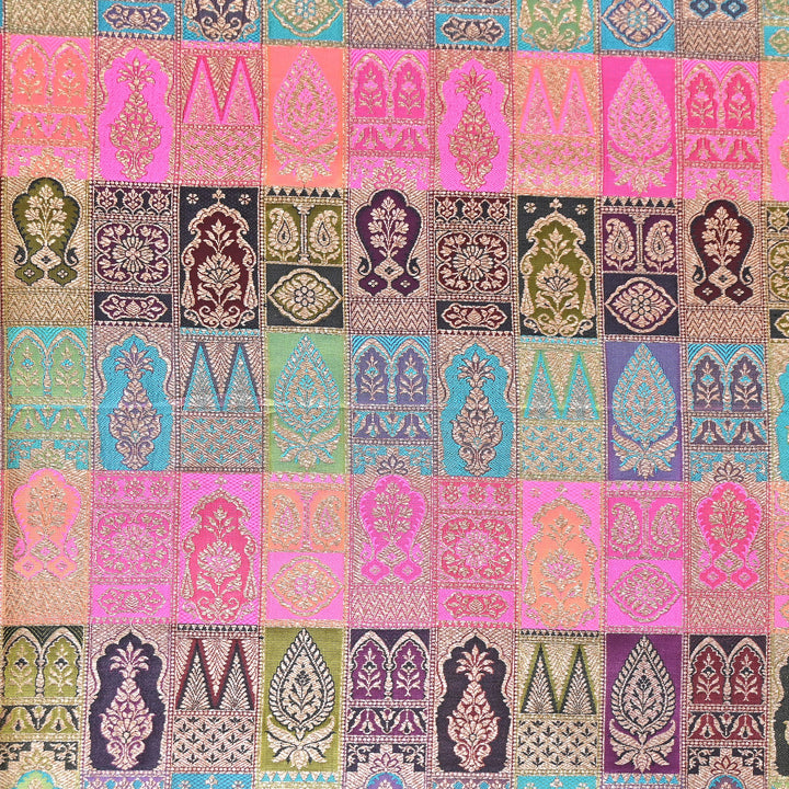 Multi Rangoli Brocade Fabric – Premium Zari Woven Designer Brocade Fabric 001006-A7