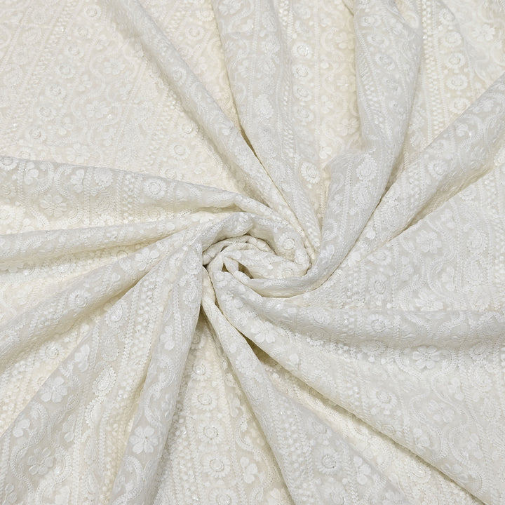 Georgette Thread & Sequins Embroidery Fabric – Elegant Designer Fabric - UT0345-1