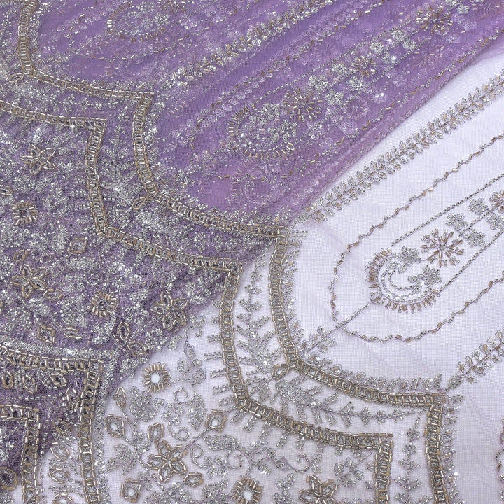 Imported Net Cutdana & Sequins Embroidery Fabric with Heavy Border