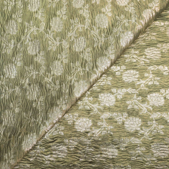 Sage Green Pure Crush Tissue Zari Jaal | T-16-203