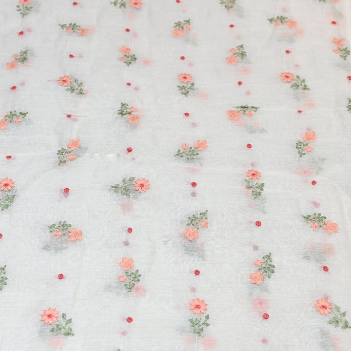 Dyeable Mul Chanderi Thread Embroidery Fabric – Soft Summer Designer Fabric-MF8209-5