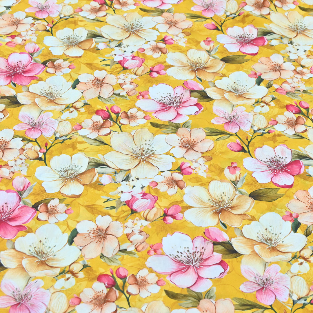 Yellow Omura Cotton Floral Bloom Print