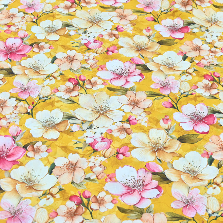 Yellow Omura Cotton Floral Bloom Print