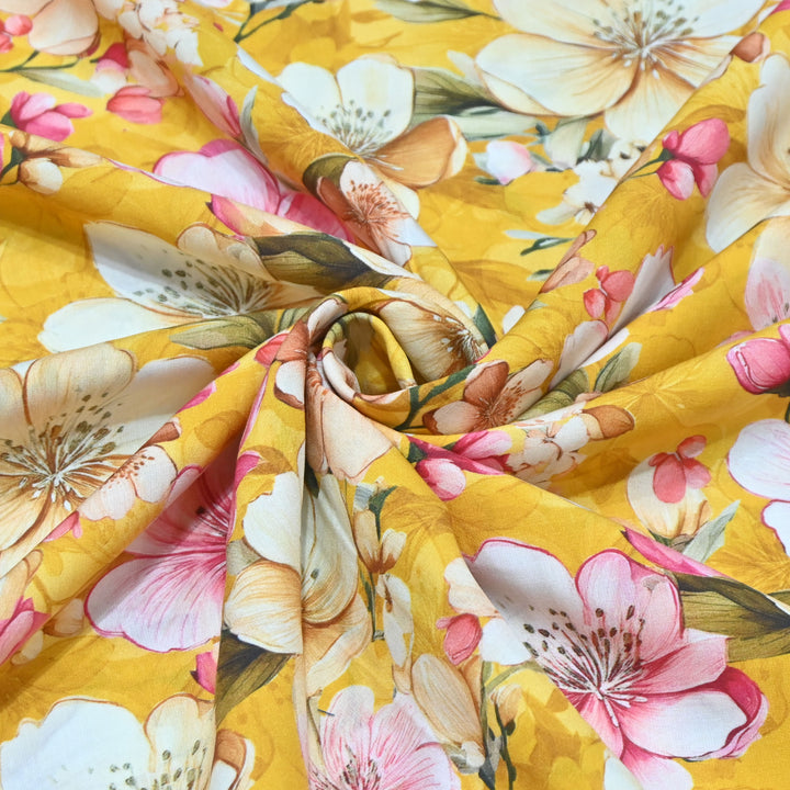 Yellow Omura Cotton Floral Bloom Print