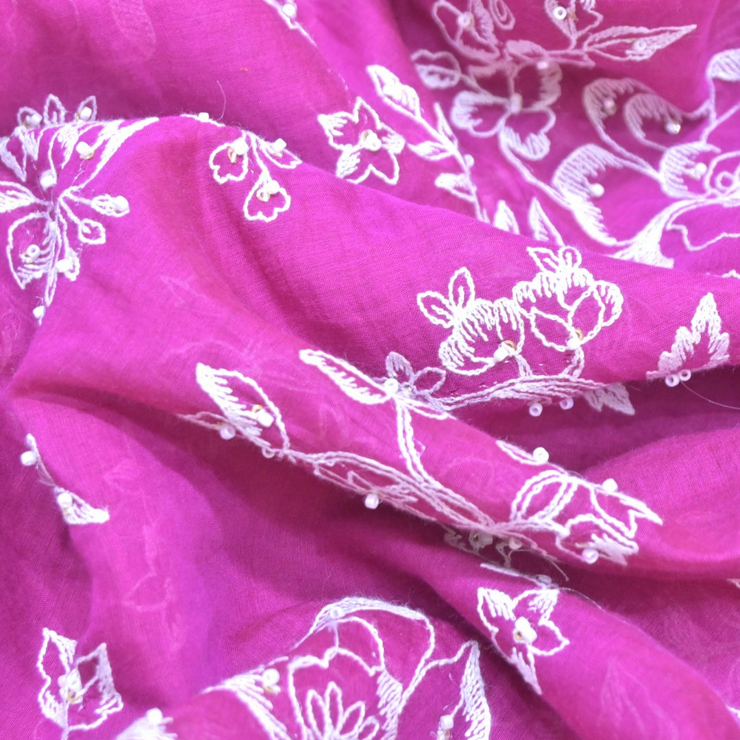 Dyed Mul Chanderi Sequins Embroidery Fabrics