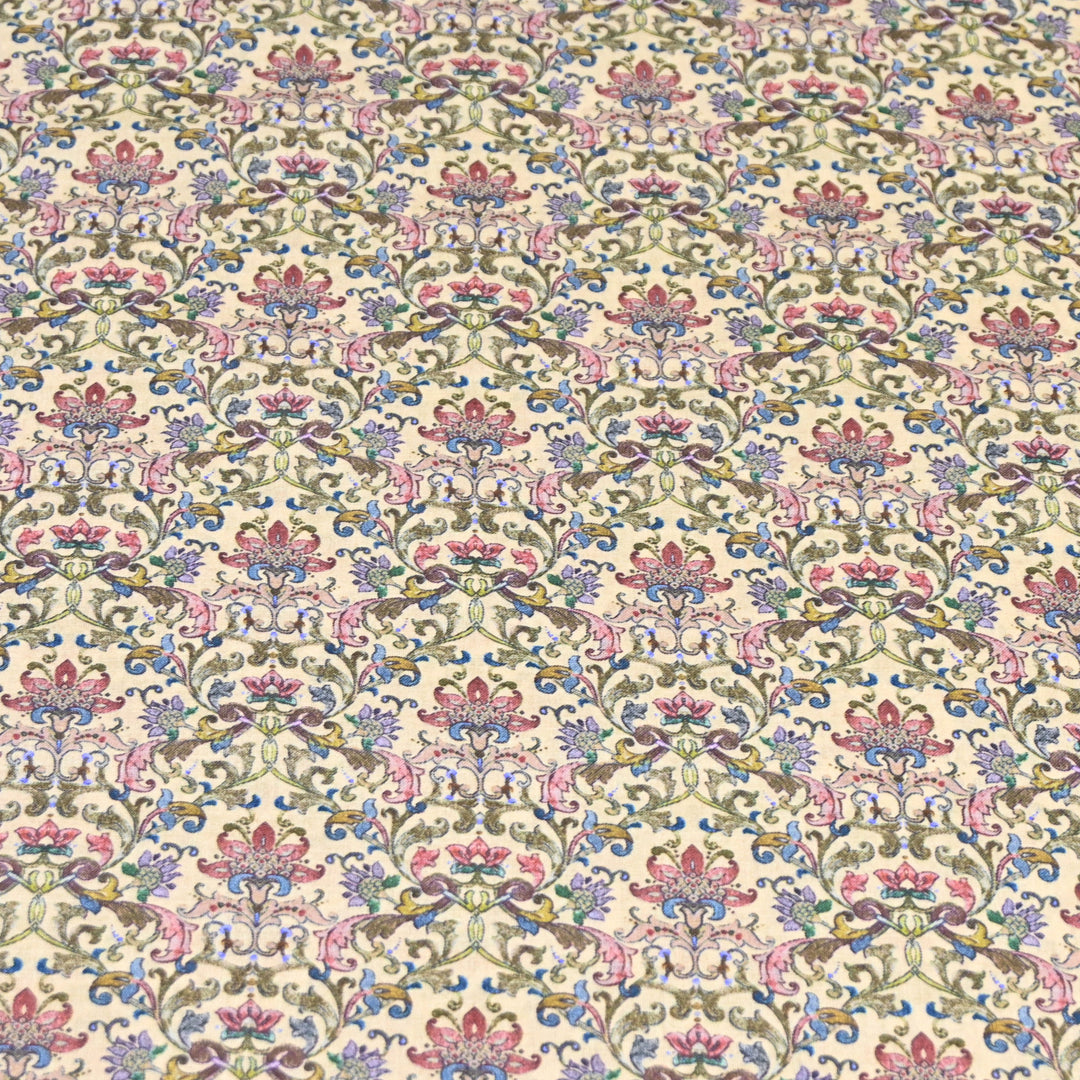 Pastel Cream Italian Lawn Print Fabric