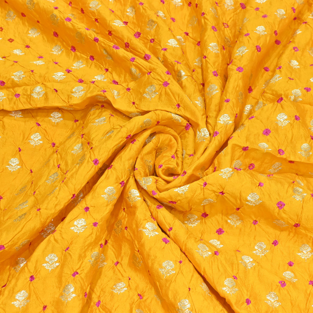 Pure Chiniya Silk Zari And Hand Bandhani Fabrics