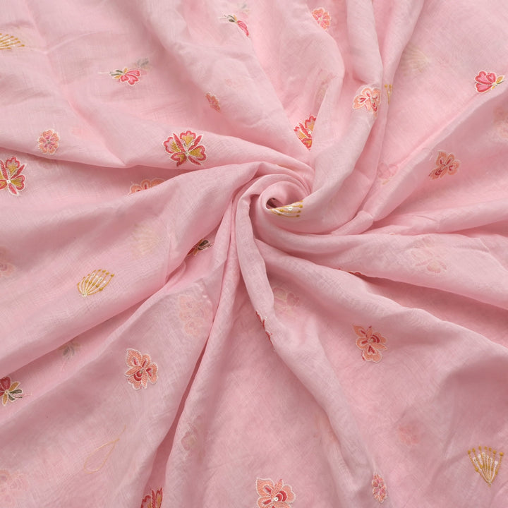 Chanderi Thread With Sequins Embroidery Fabrics