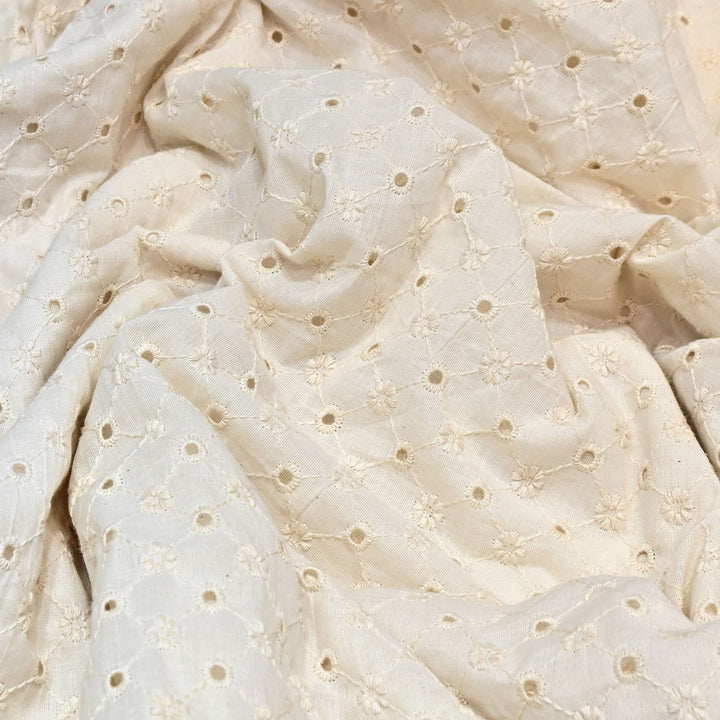 Kora Cotton Cutwork Chikankari Embroidery Fabric DF0130-5