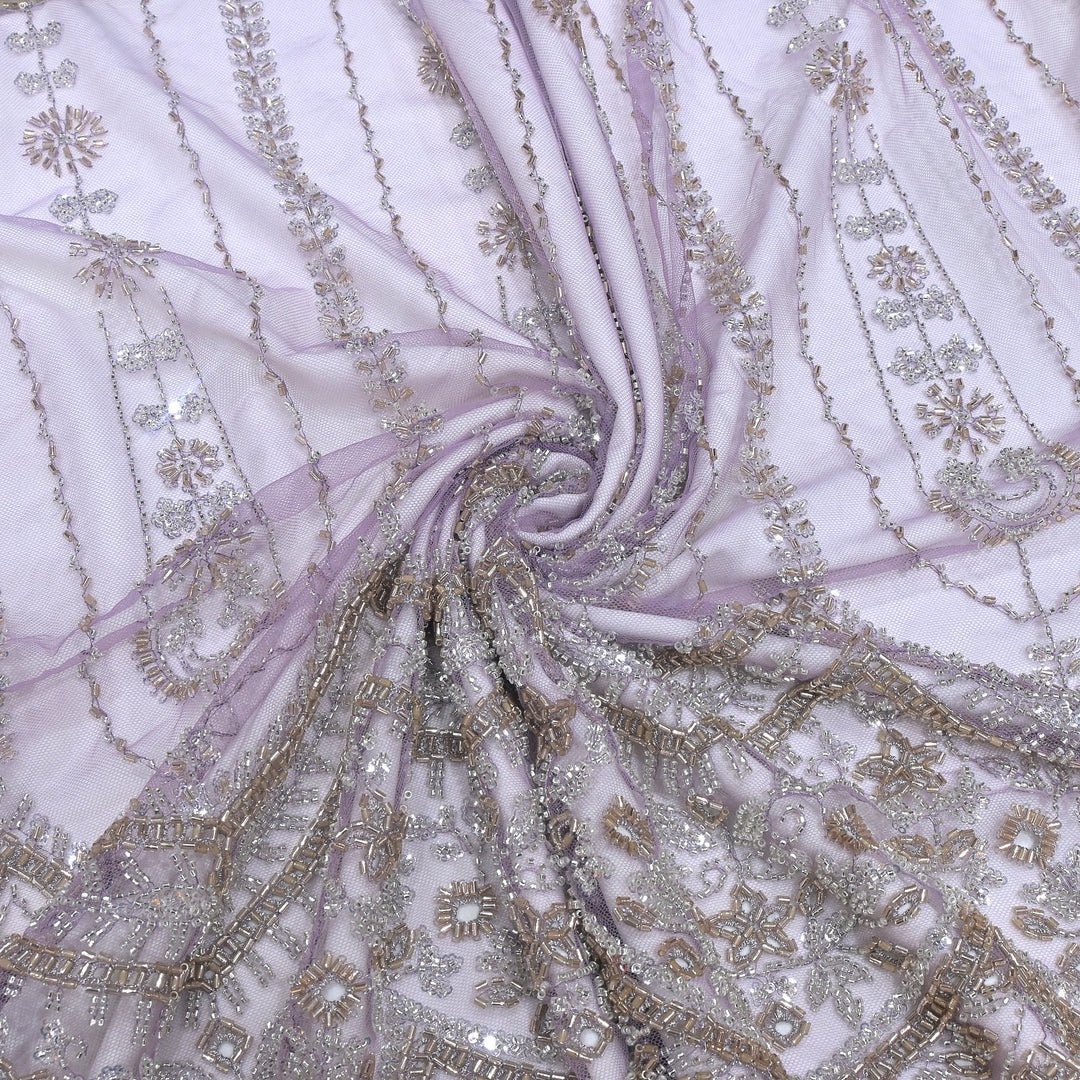 Imported Net Cutdana & Sequins Embroidery Fabric with Heavy Border