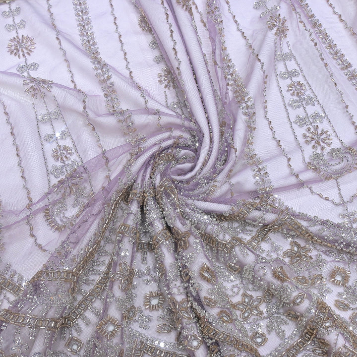 Imported Net Cutdana & Sequins Embroidery Fabric with Heavy Border