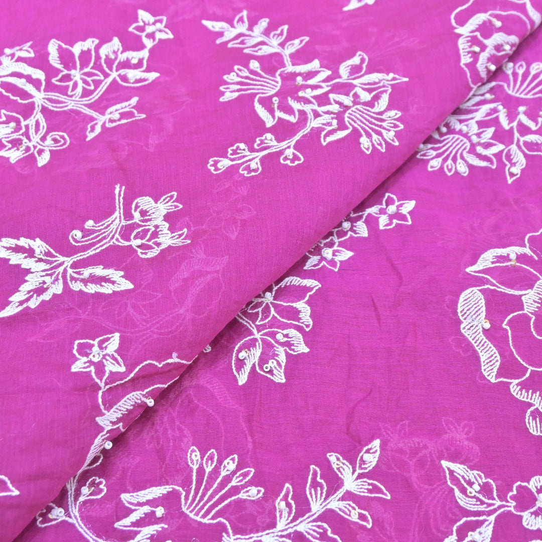 Dyed Mul Chanderi Sequins Embroidery Fabrics