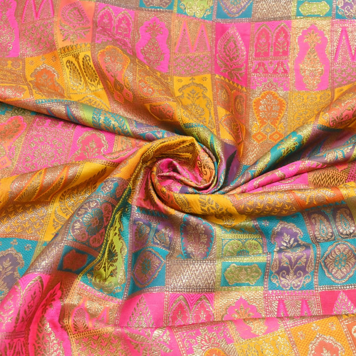 Multi Colour Rangoli Brocade Fabrics