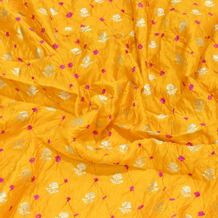 Pure Chiniya Silk Zari And Hand Bandhani Fabrics