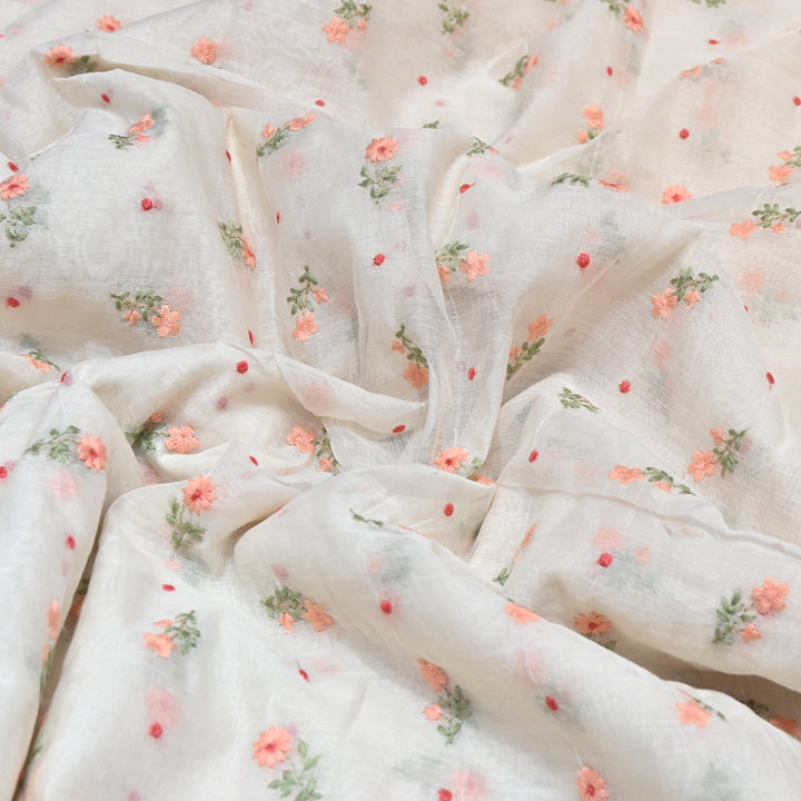 Dyeable Mul Chanderi Thread Embroidery Fabric – Soft Summer Designer Fabric-MF8209-5
