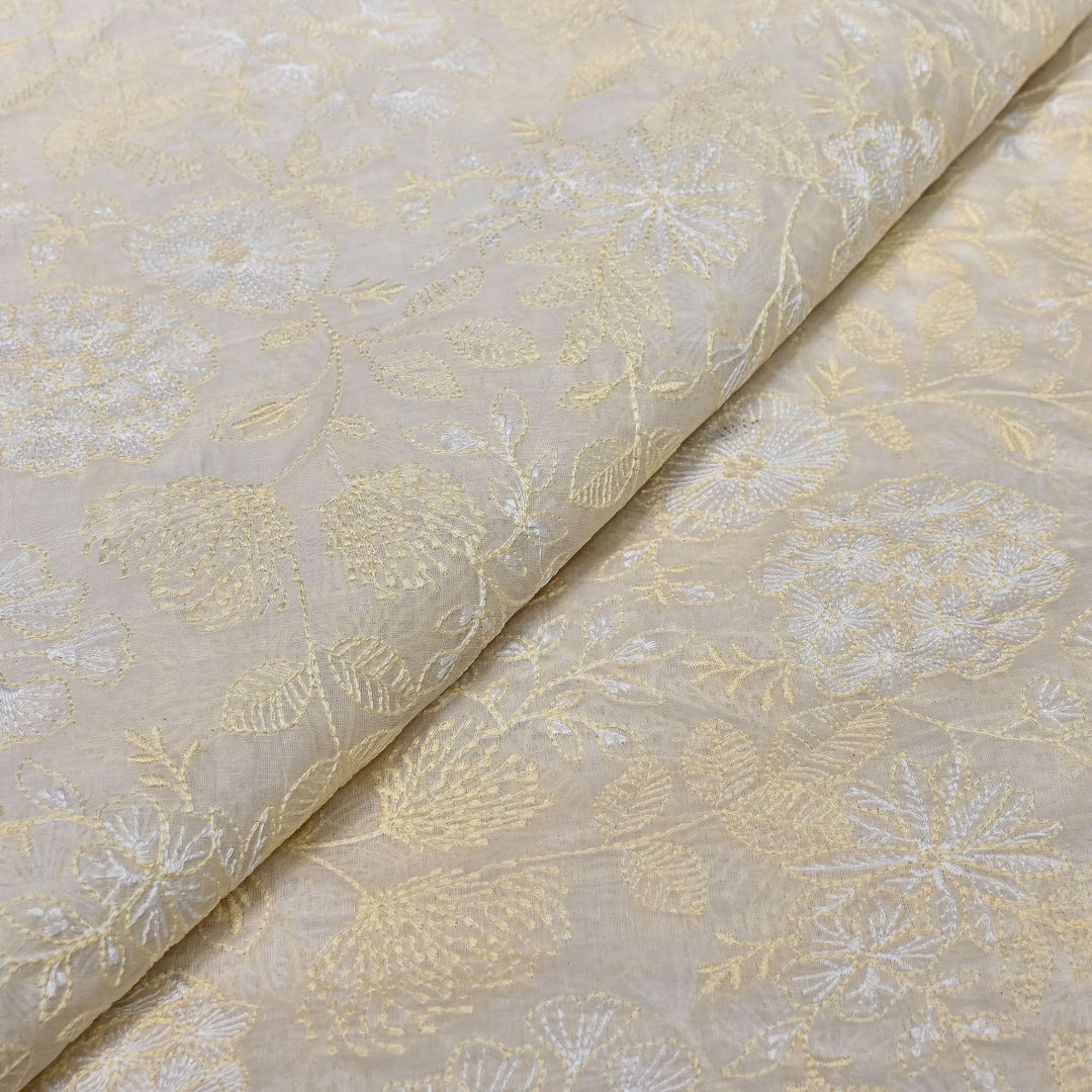 Dyeable Mul Chanderi Thread Embroidery Fabric 44" – Lightweight Designer Summer Fabric SCOR83A