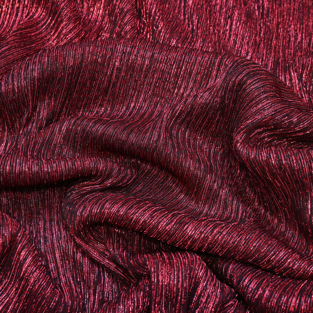Maroon Crinkled Moonlight Fabric