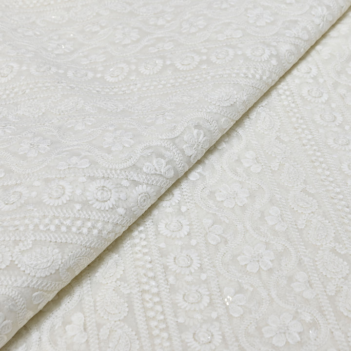 Georgette Thread & Sequins Embroidery Fabric – Elegant Designer Fabric - UT0345-1